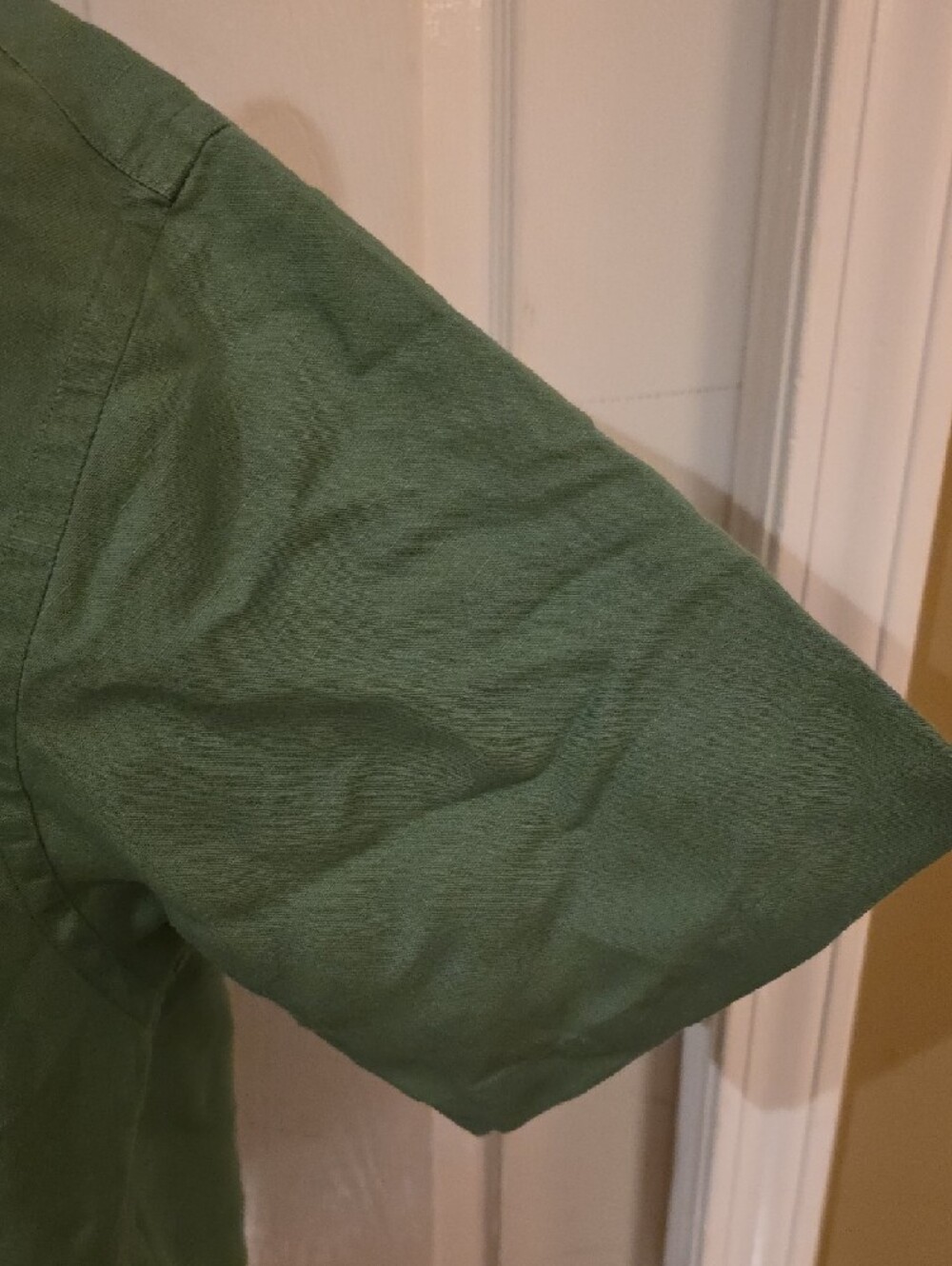 Nautica Button-Down Linen Sage Green Short-Sleeved Men's Shirt - Size Large - Picture 3 of 11